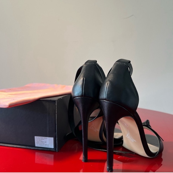 Cult Of Coquette, Pegah Black Vegan Leather Bow Heels - 8 - Picture 3 of 5